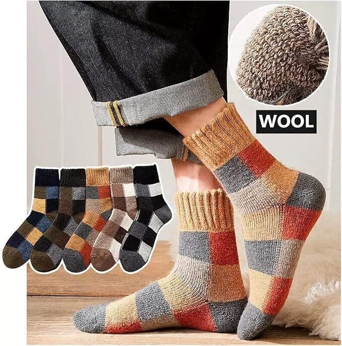 5 Pairs Mixed Winter Warm Wool Men Socks Soft Casual Thick Cashmere Socks