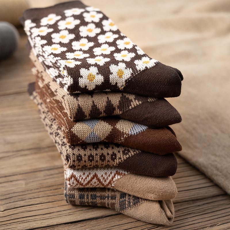 Coffee Color Socks Women's Tube Socks Winter/Spring Pure Cotton Warmth And Thickening