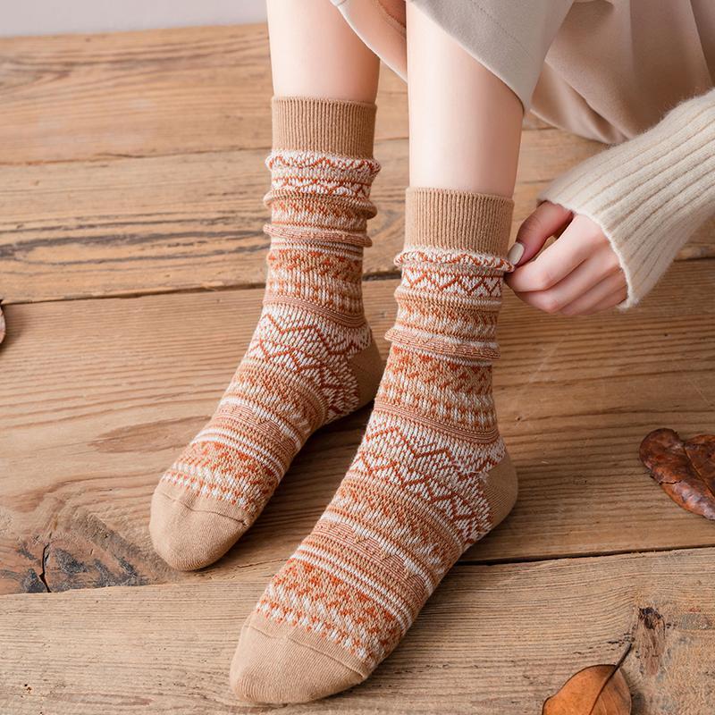 Coffee Color Socks Women's Tube Socks Winter/Spring Pure Cotton Warmth And Thickening
