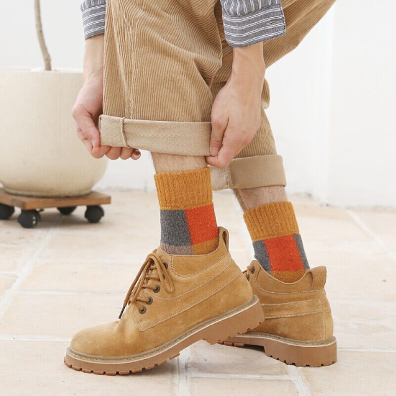 5 Pairs Mixed Winter Warm Wool Men Socks Soft Casual Thick Cashmere Socks