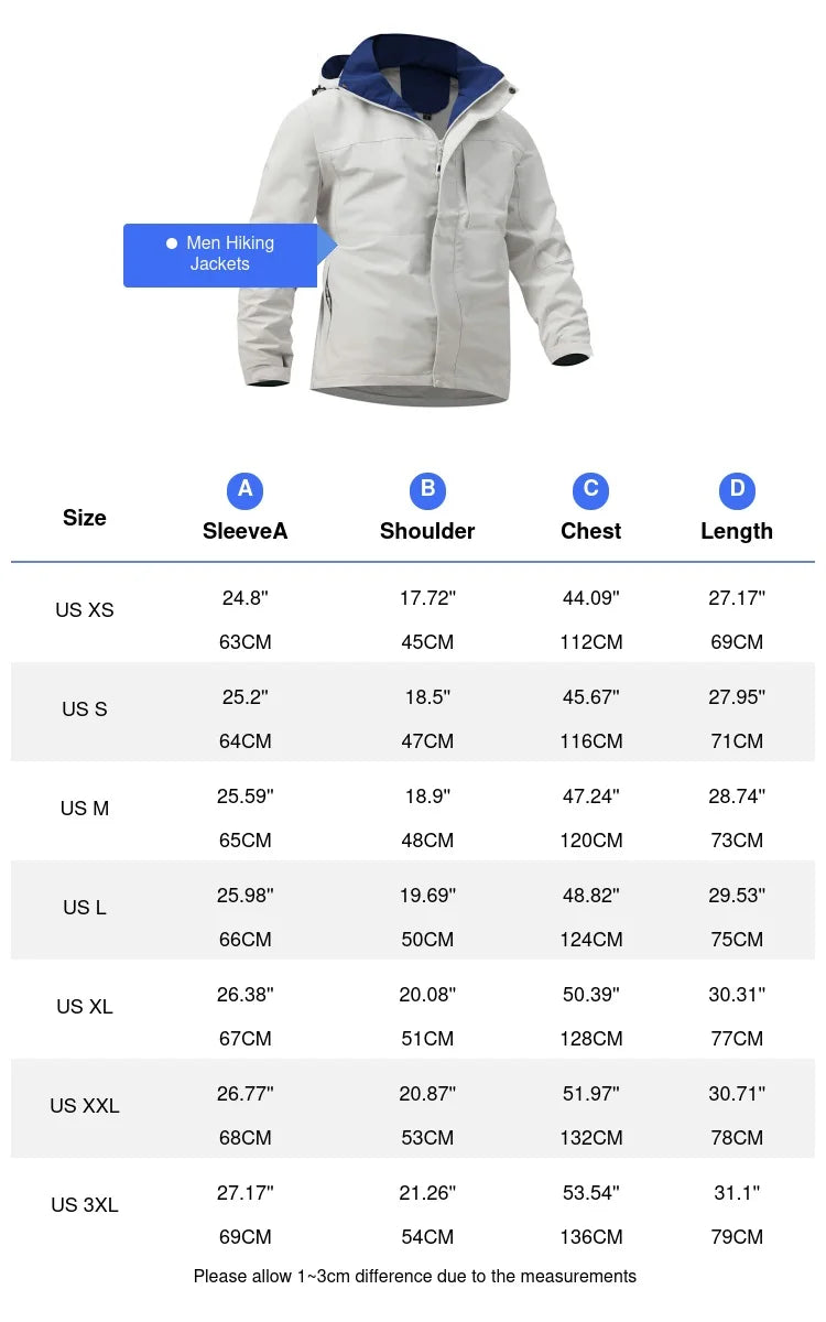 Autumn Men's Mountain Ski Jacket Waterproof Raincoats Mens Outdoor Mens Sports Windbreaker Breathable Hooded Coats Clothing