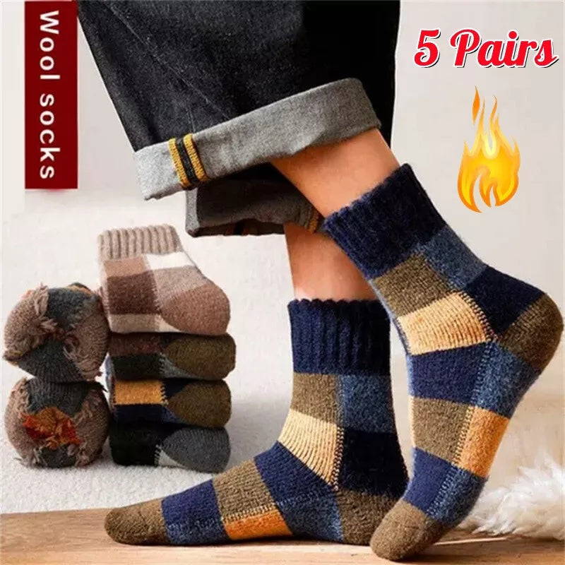 5 Pairs Mixed Winter Warm Wool Men Socks Soft Casual Thick Cashmere Socks