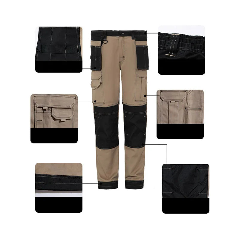 Cargo Pants Men Workwear Multi-Pocket Outdoor Hiking Joggers Pants Work Trousers Men with Knee Pads