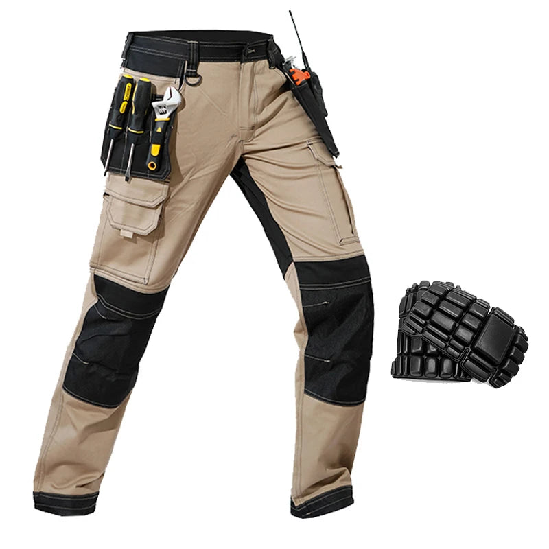 Cargo Pants Men Workwear Multi-Pocket Outdoor Hiking Joggers Pants Work Trousers Men with Knee Pads